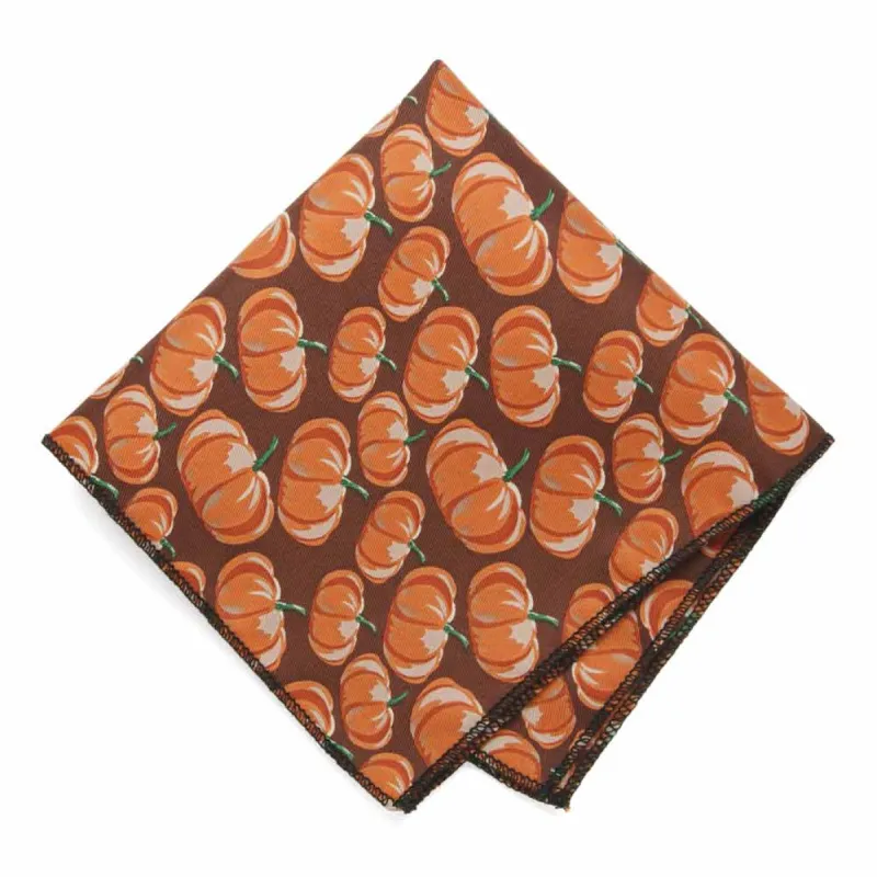 Pumpkin Themed Pocket Square sold by TieMart