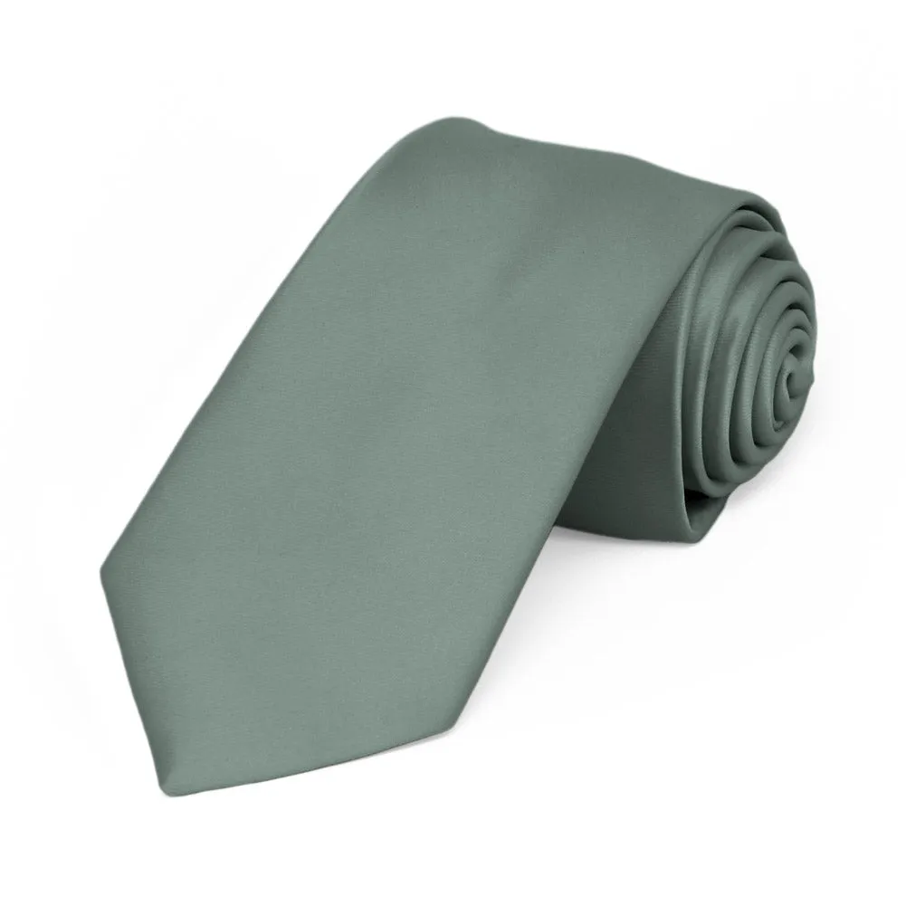 Stormy Gray Premium Slim Necktie, 2.5" Width sold by TieMart