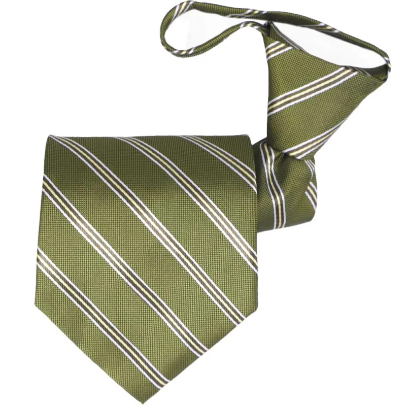 Moss Green Melvin Striped Zipper Tie sold by TieMart