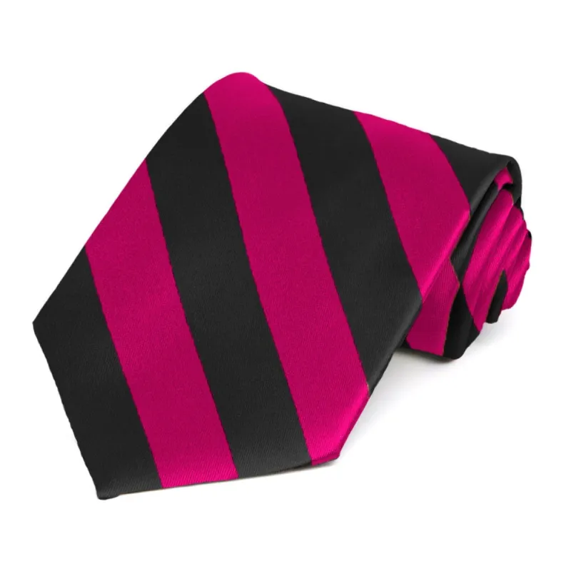 Fuchsia and Black Striped Tie sold by TieMart