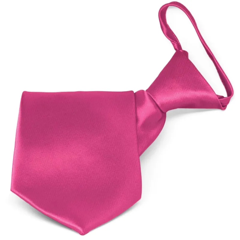 Fuchsia Solid Color Zipper Tie sold by TieMart