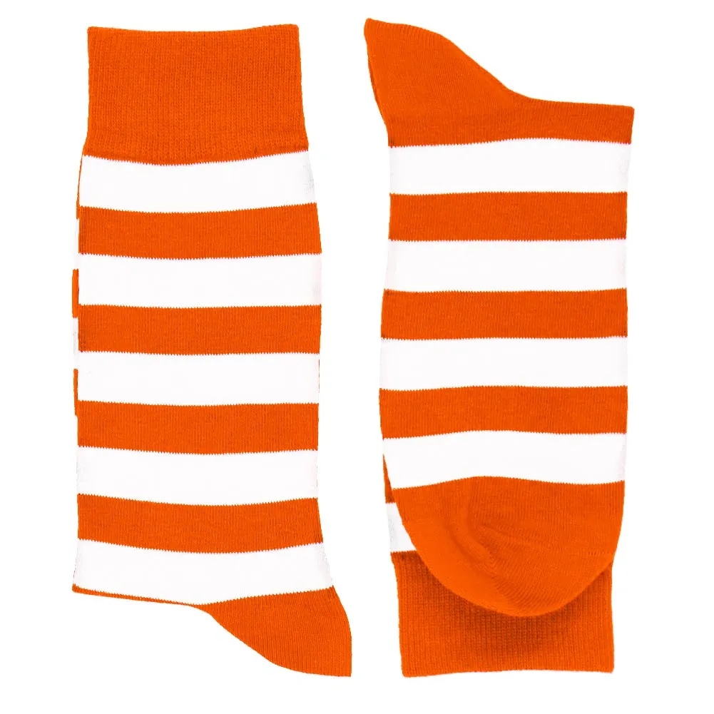 Men's Orange and White Striped Socks sold by TieMart product image thumbnail 2