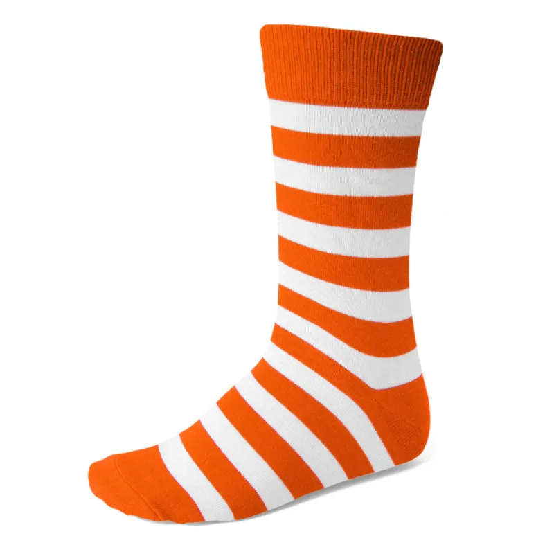 Men's Orange and White Striped Socks sold by TieMart