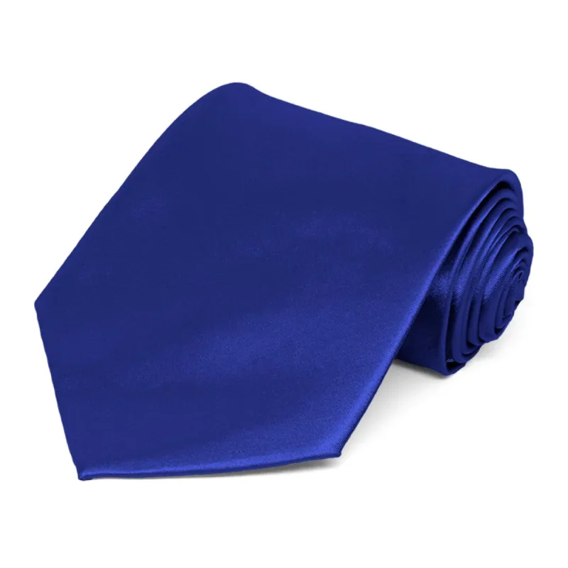 Sapphire Blue Extra Long Solid Color Necktie sold by TieMart