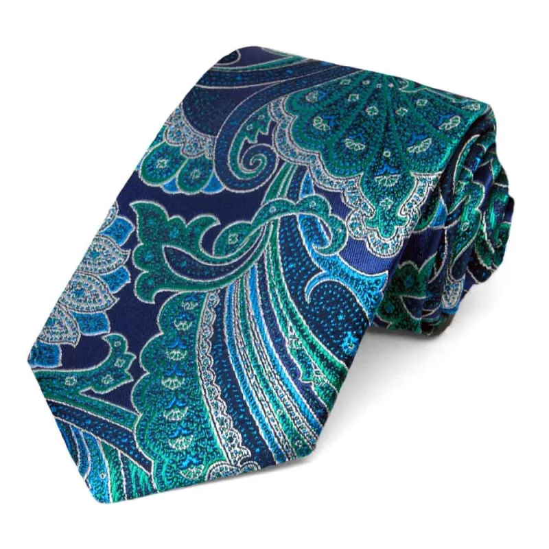Blue Velvet Sergeant Paisley Silk Narrow Necktie, 3" Width sold by TieMart