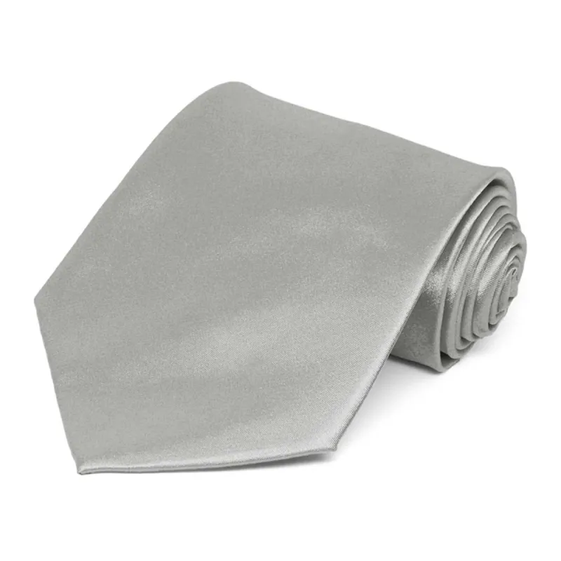 Mercury Silver Solid Color Necktie sold by TieMart