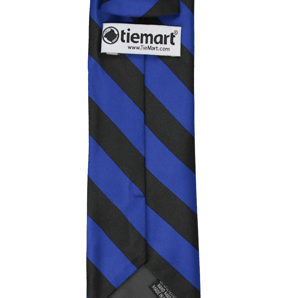 Royal Blue and Black Extra Long Striped Tie sold by TieMart product image thumbnail 4
