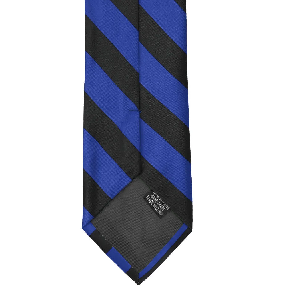 Royal Blue and Black Extra Long Striped Tie sold by TieMart product image thumbnail 5