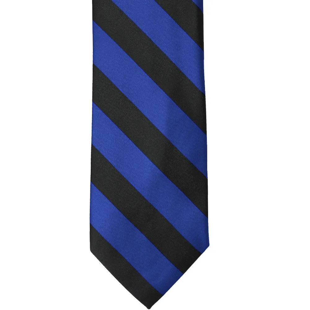 Royal Blue and Black Extra Long Striped Tie sold by TieMart product image thumbnail 3