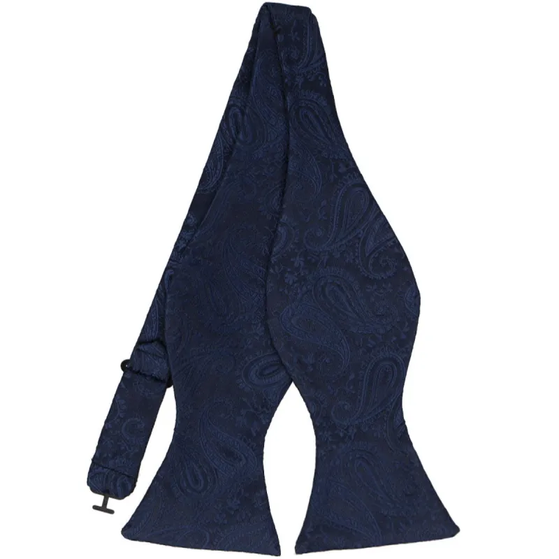 Twilight Blue Ziegler Paisley Self-Tie Bow Tie sold by TieMart