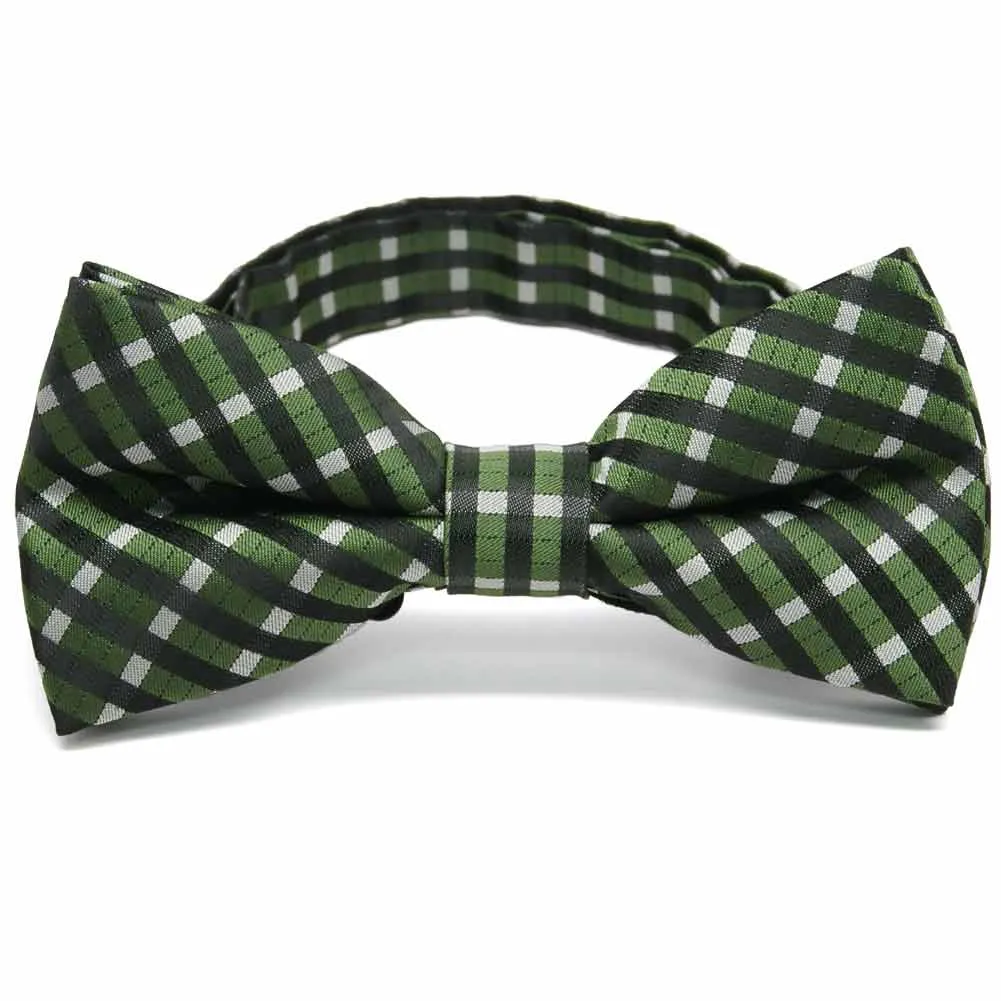 Dark Green George Plaid Band Collar Bow Tie sold by TieMart