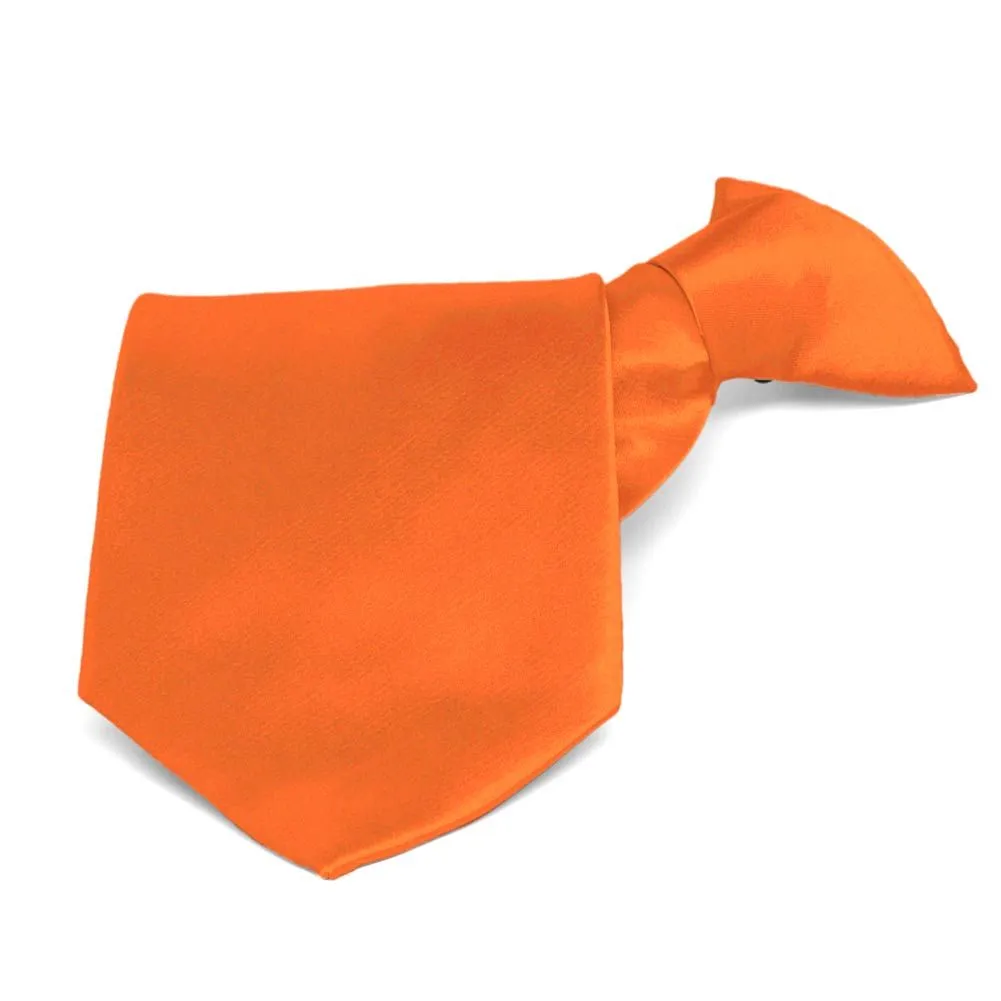 Neon Orange Solid Color Clip-On Tie sold by TieMart