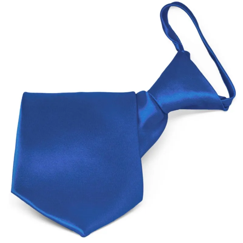 Royal Blue Solid Color Zipper Tie sold by TieMart