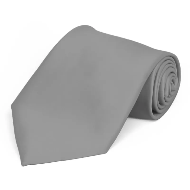 Gray Premium Extra Long Solid Color Necktie sold by TieMart
