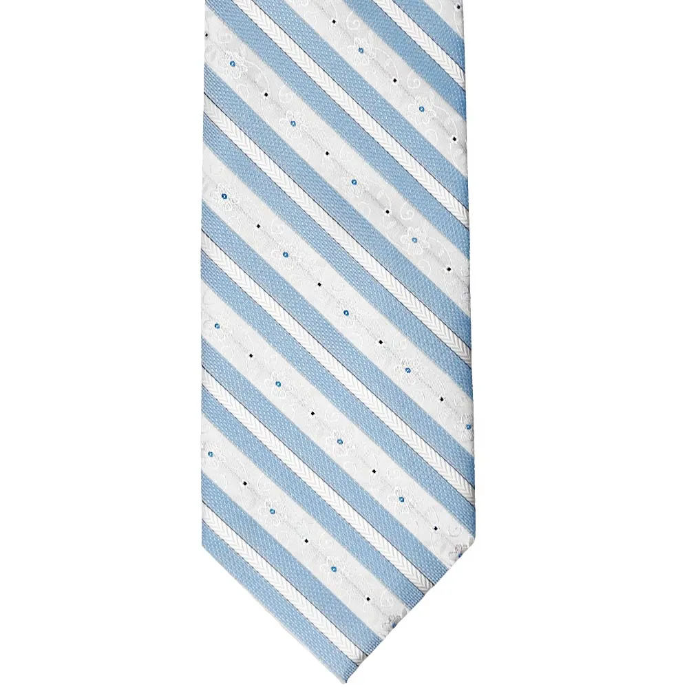 Sky Blue Anna Floral Striped Extra Long Necktie sold by TieMart product image thumbnail 2