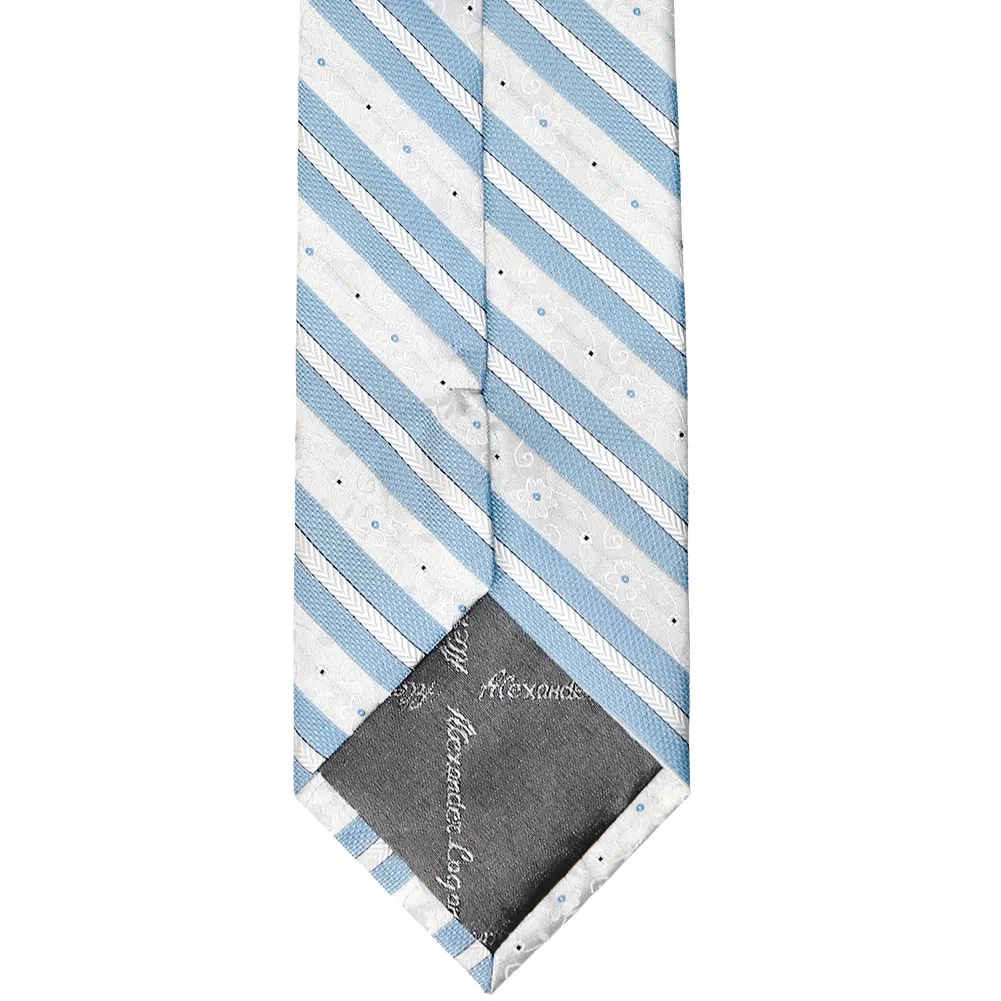 Sky Blue Anna Floral Striped Extra Long Necktie sold by TieMart product image thumbnail 3