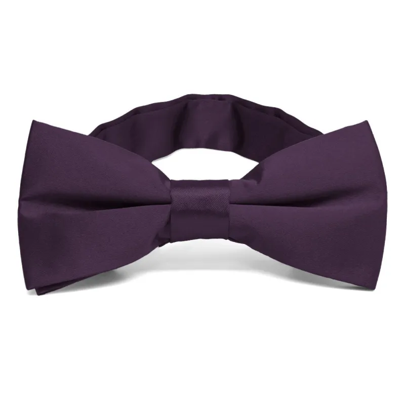 Eggplant Purple Band Collar Bow Tie sold by TieMart