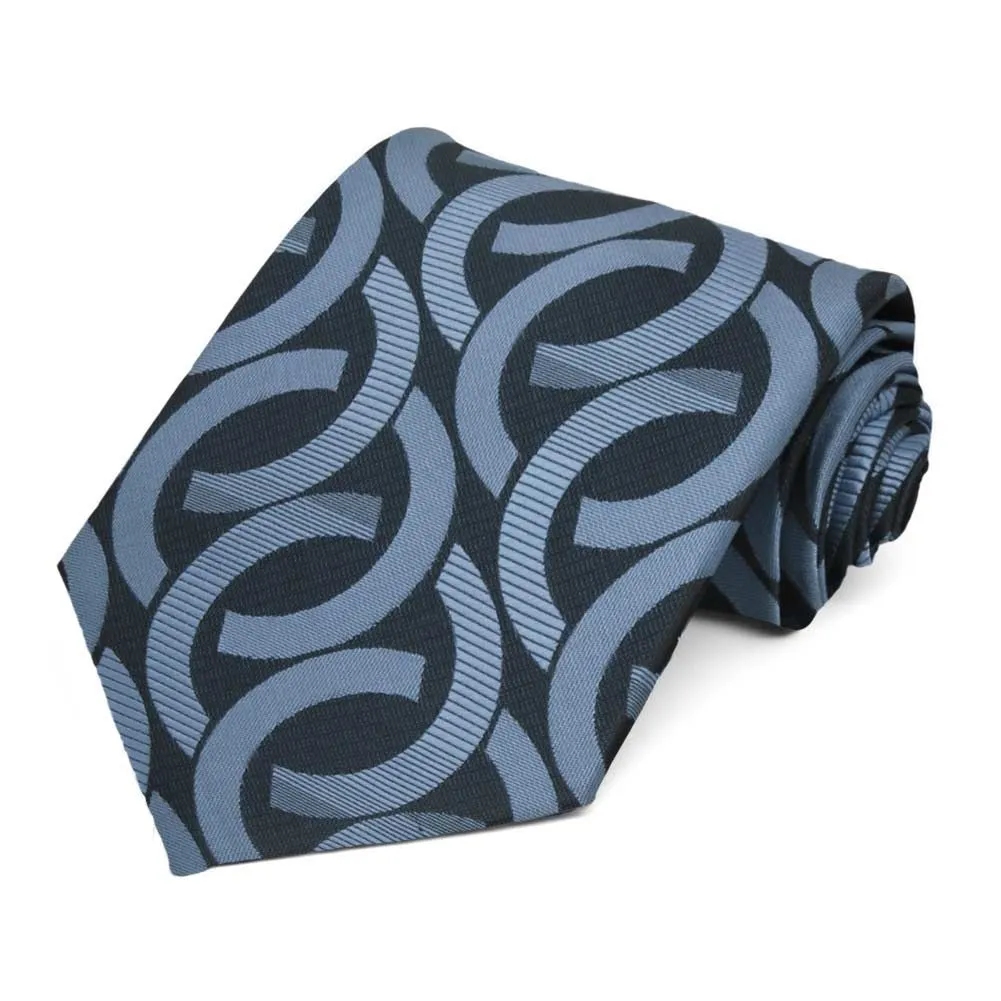 Dark Blue Kay Link Pattern Necktie sold by TieMart