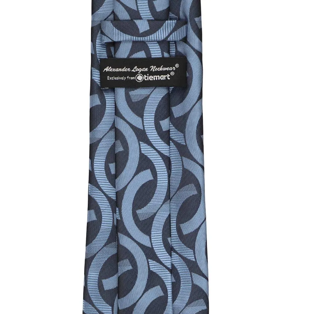 Dark Blue Kay Link Pattern Necktie sold by TieMart product image thumbnail 3