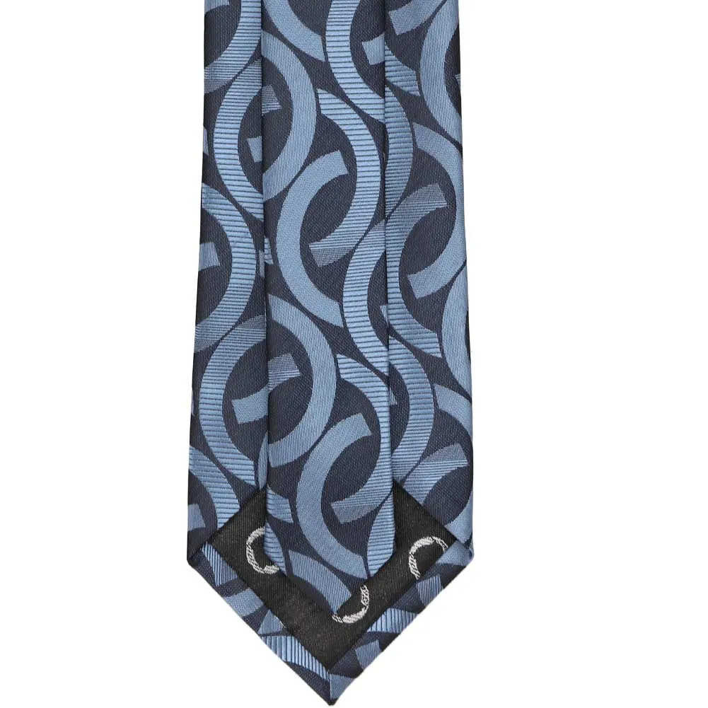 Dark Blue Kay Link Pattern Necktie sold by TieMart product image thumbnail 4