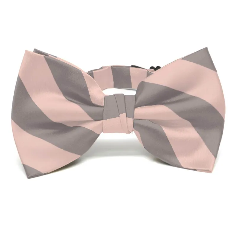 Petal and Portobello Striped Bow Tie made by TieMart