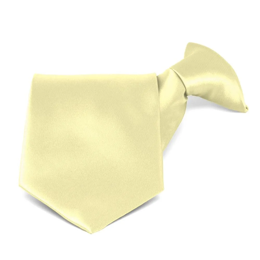 Light Yellow Solid Color Clip-On Tie sold by TieMart
