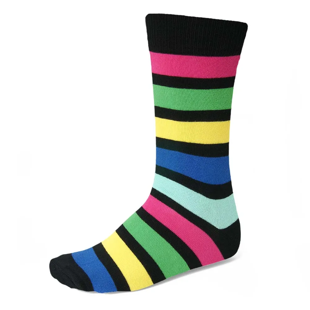 Men's Crazy Striped Socks, Bright Tones sold by TieMart