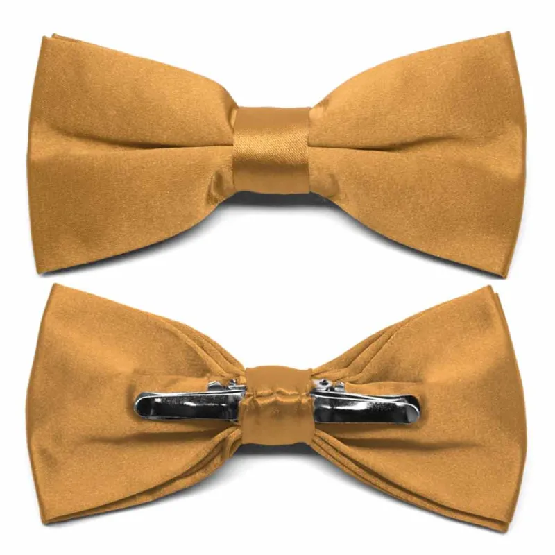 Antique Gold Clip-On Bow Tie sold by TieMart
