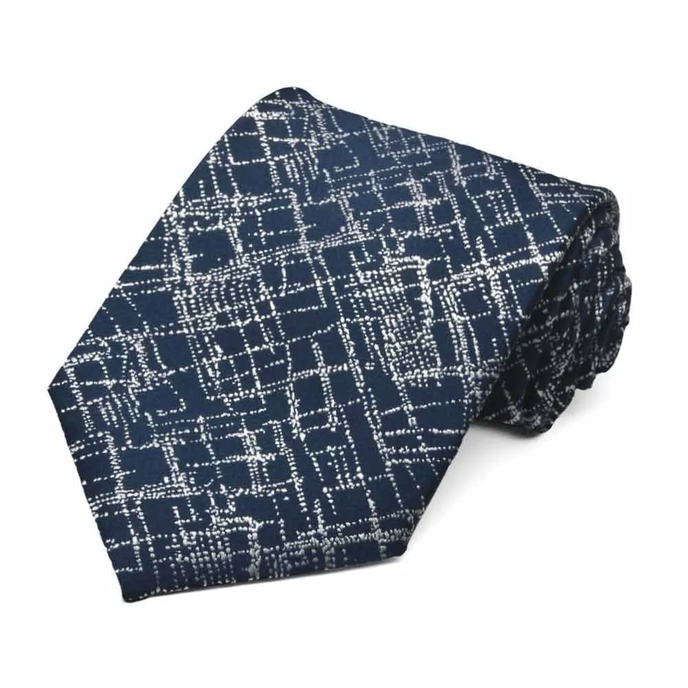 Midnight Blue Forecaster Crosshatch Silk Necktie sold by TieMart