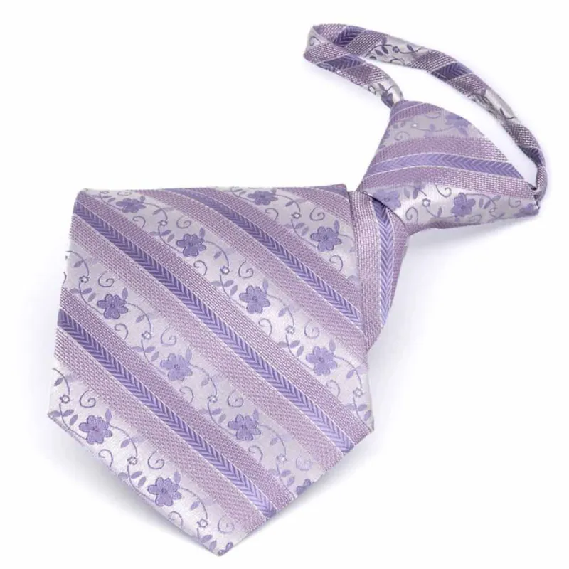 Freesia Anna Floral Striped Zipper Tie sold by TieMart