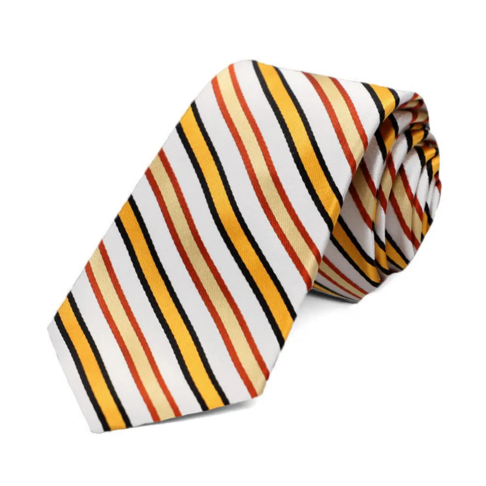 Golden Yellow Kenneth Striped Silk Slim Necktie sold by TieMart