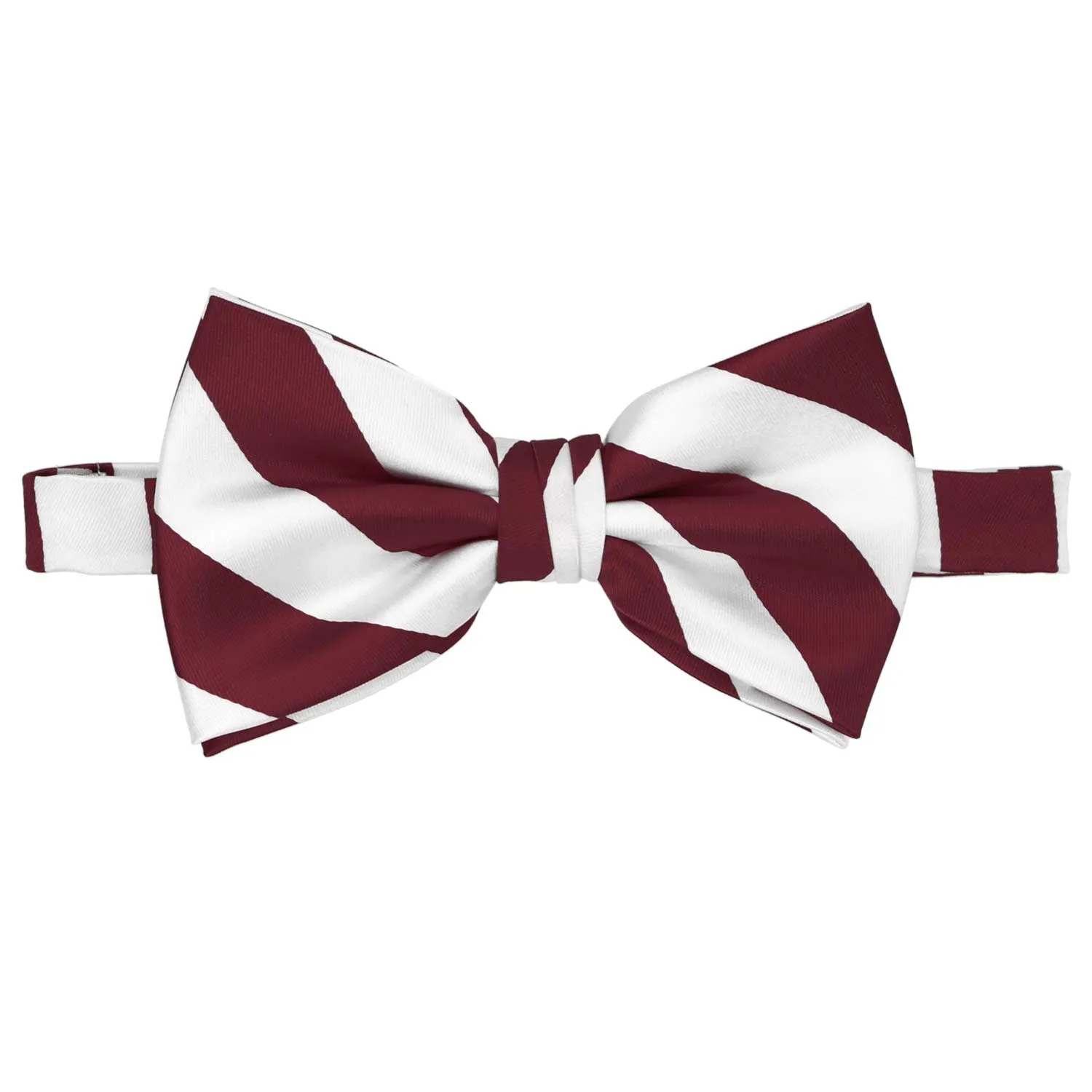 Burgundy and White Striped Bow Tie sold by TieMart product image thumbnail 2