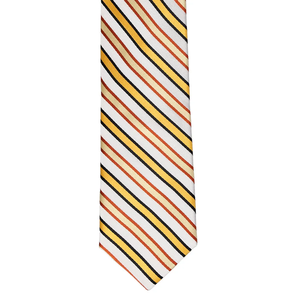 Golden Yellow Kenneth Striped Silk Slim Necktie sold by TieMart product image thumbnail 2
