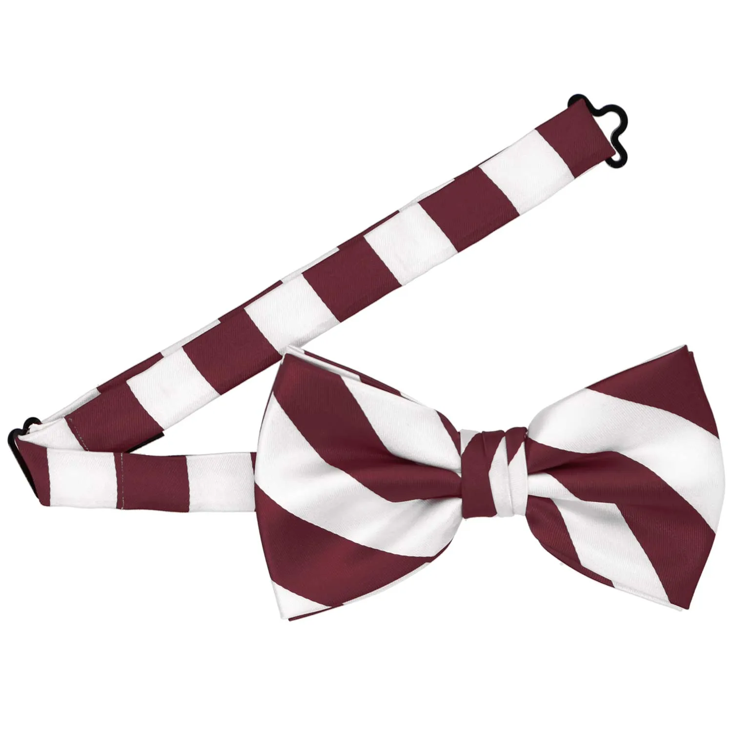 Burgundy and White Striped Bow Tie sold by TieMart product image thumbnail 3