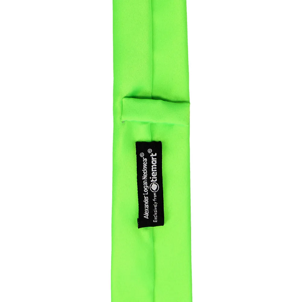 Hot Lime Green Skinny Solid Color Necktie, 2" Width sold by TieMart product image thumbnail 3