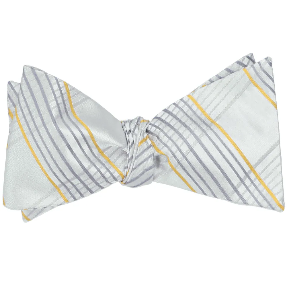 Soft Gray Jeffrey Plaid Self-Tie Bow Tie sold by TieMart product image thumbnail 2