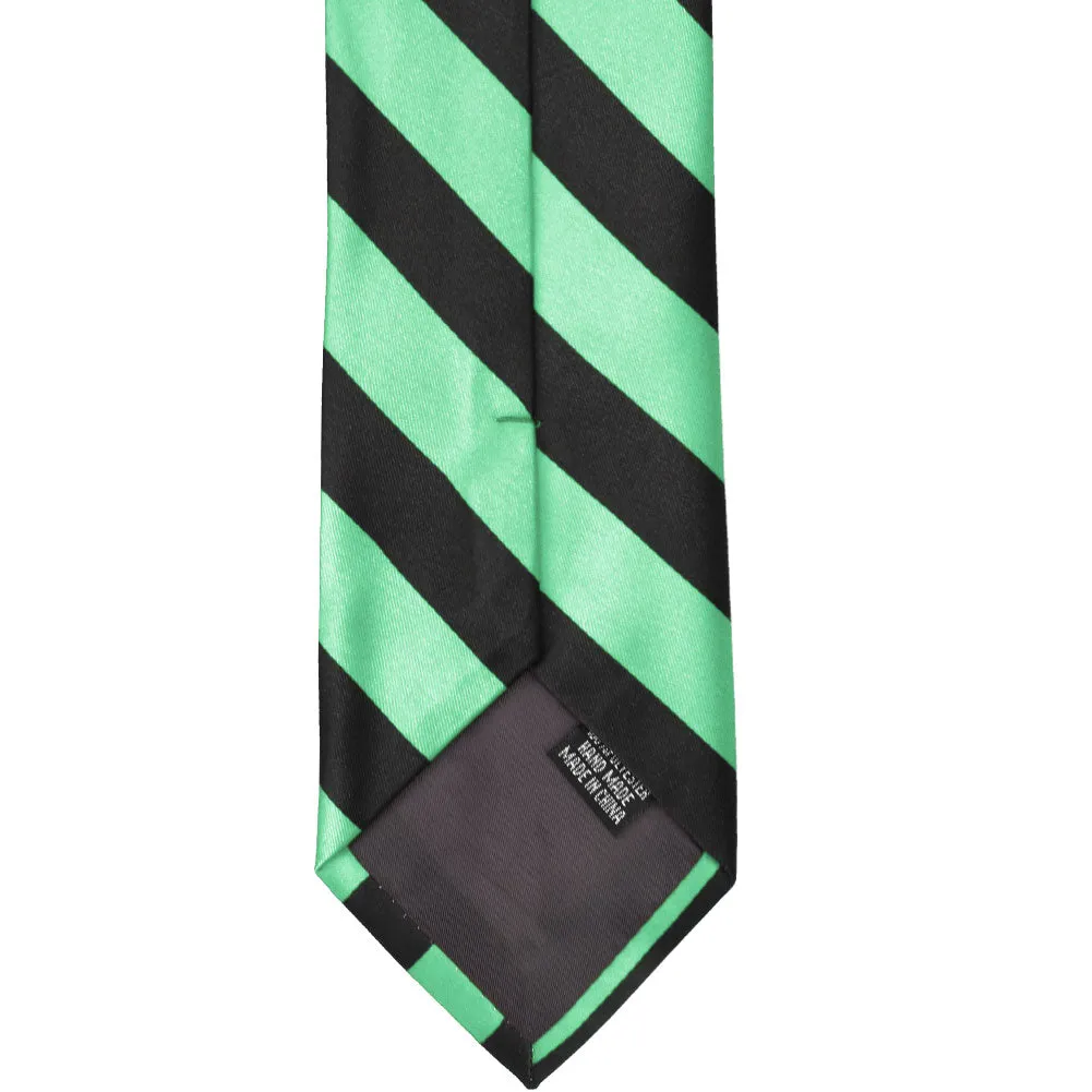 Bright Mint and Black Extra Long Striped Tie sold by TieMart product image thumbnail 4