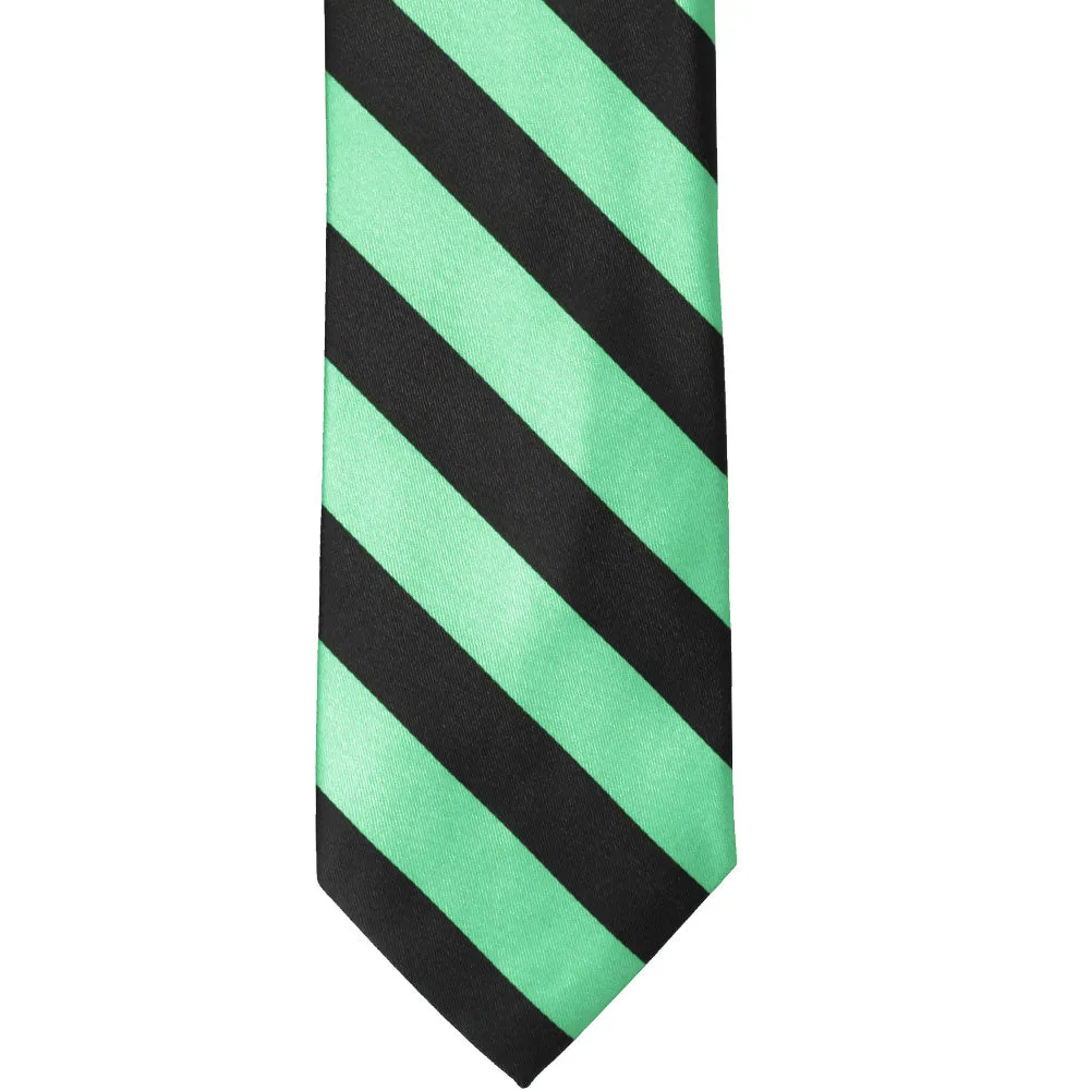 Bright Mint and Black Extra Long Striped Tie sold by TieMart product image thumbnail 3