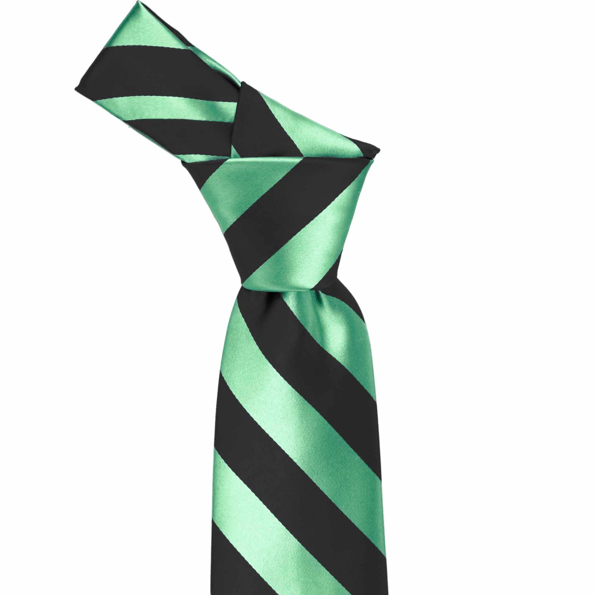 Bright Mint and Black Extra Long Striped Tie sold by TieMart product image thumbnail 2
