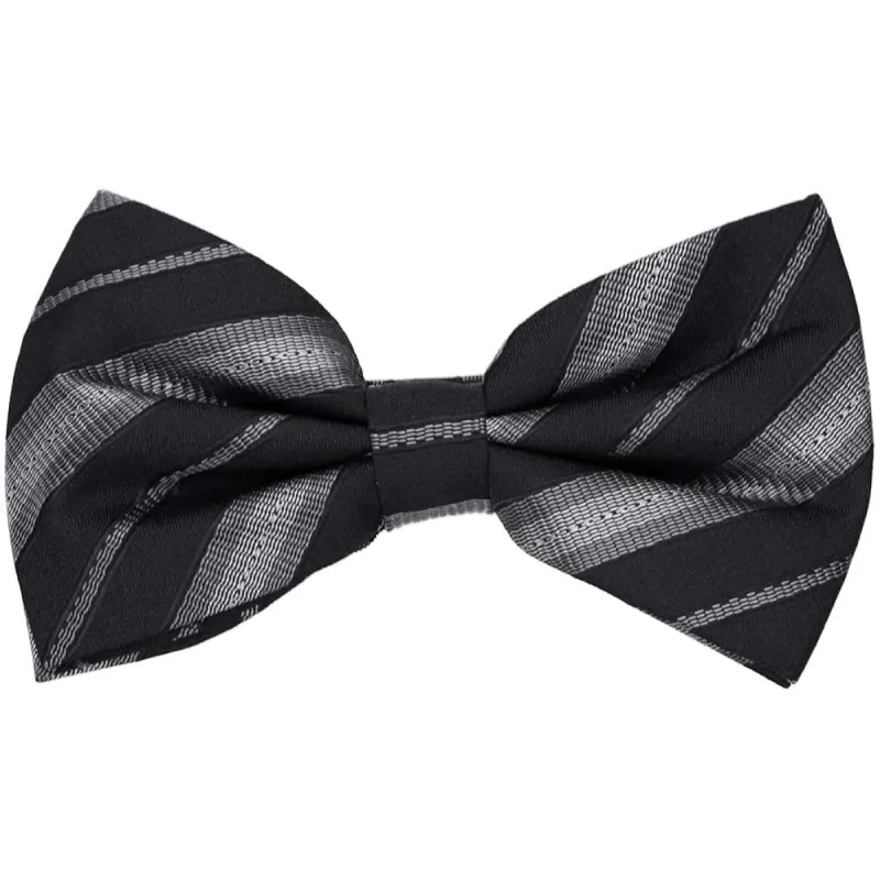 Black and Gray Allegheny Striped Bow Tie sold by TieMart