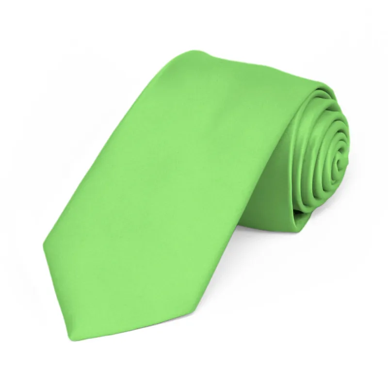 Spring Green Premium Slim Necktie, 2.5" Width sold by TieMart