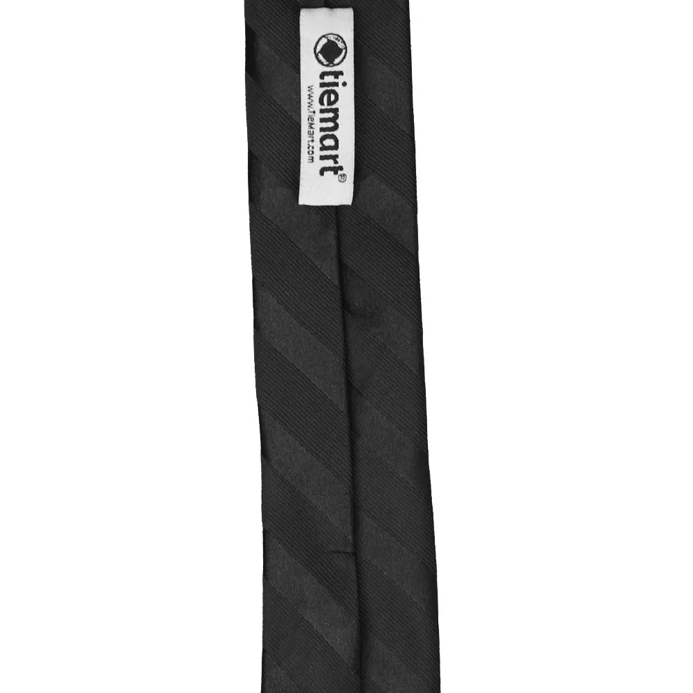 Black Elite Striped Skinny Necktie, 2" Width sold by TieMart product image thumbnail 3