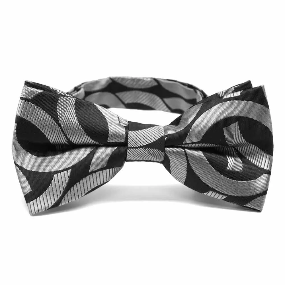 Black Kay Link Pattern Band Collar Bow Tie sold by TieMart