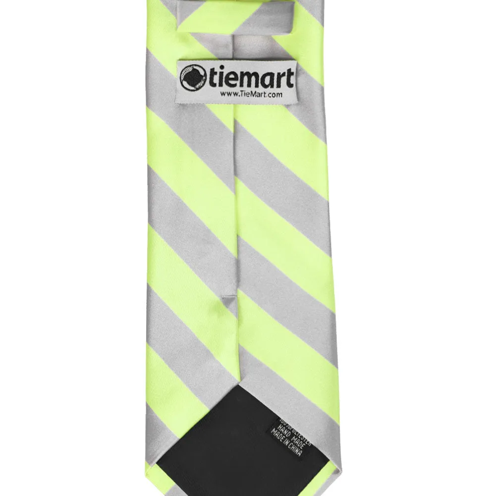 Lime Green and Silver Striped Tie sold by TieMart product image thumbnail 4