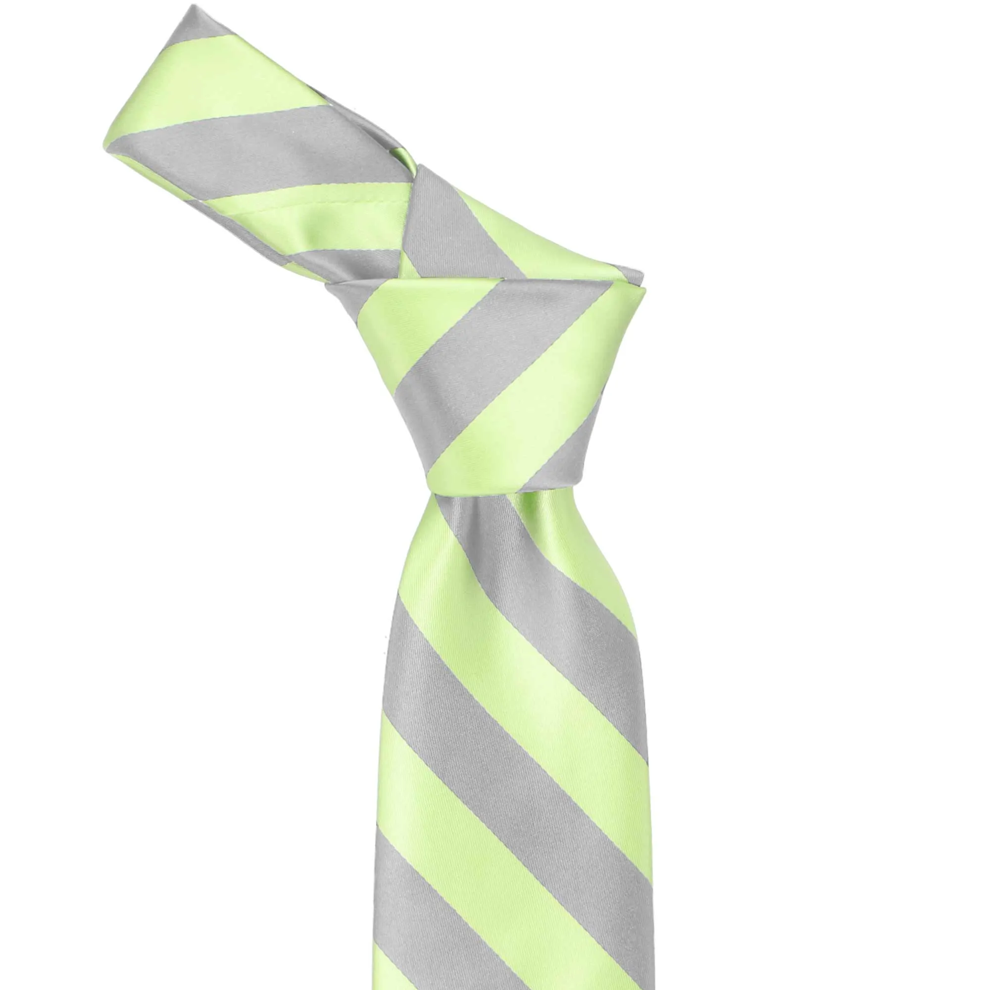 Lime Green and Silver Striped Tie sold by TieMart product image thumbnail 2