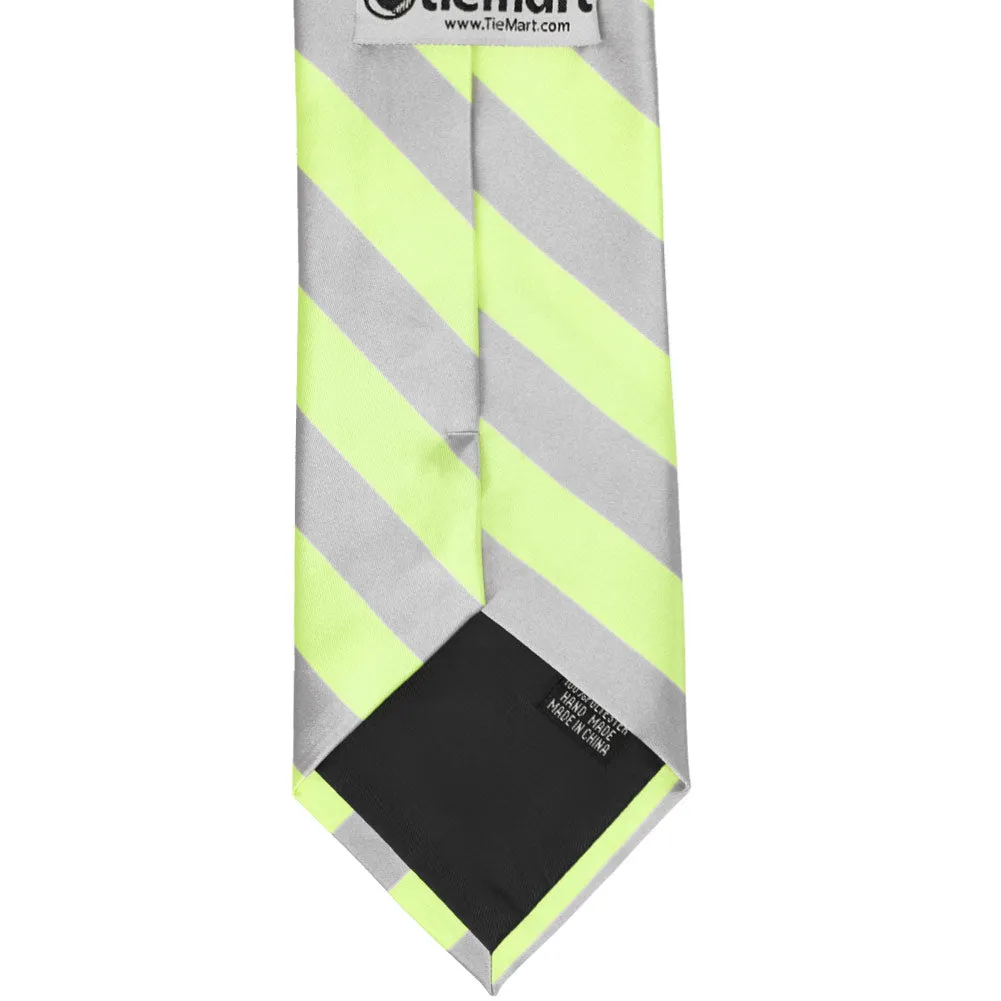 Lime Green and Silver Striped Tie sold by TieMart product image thumbnail 5