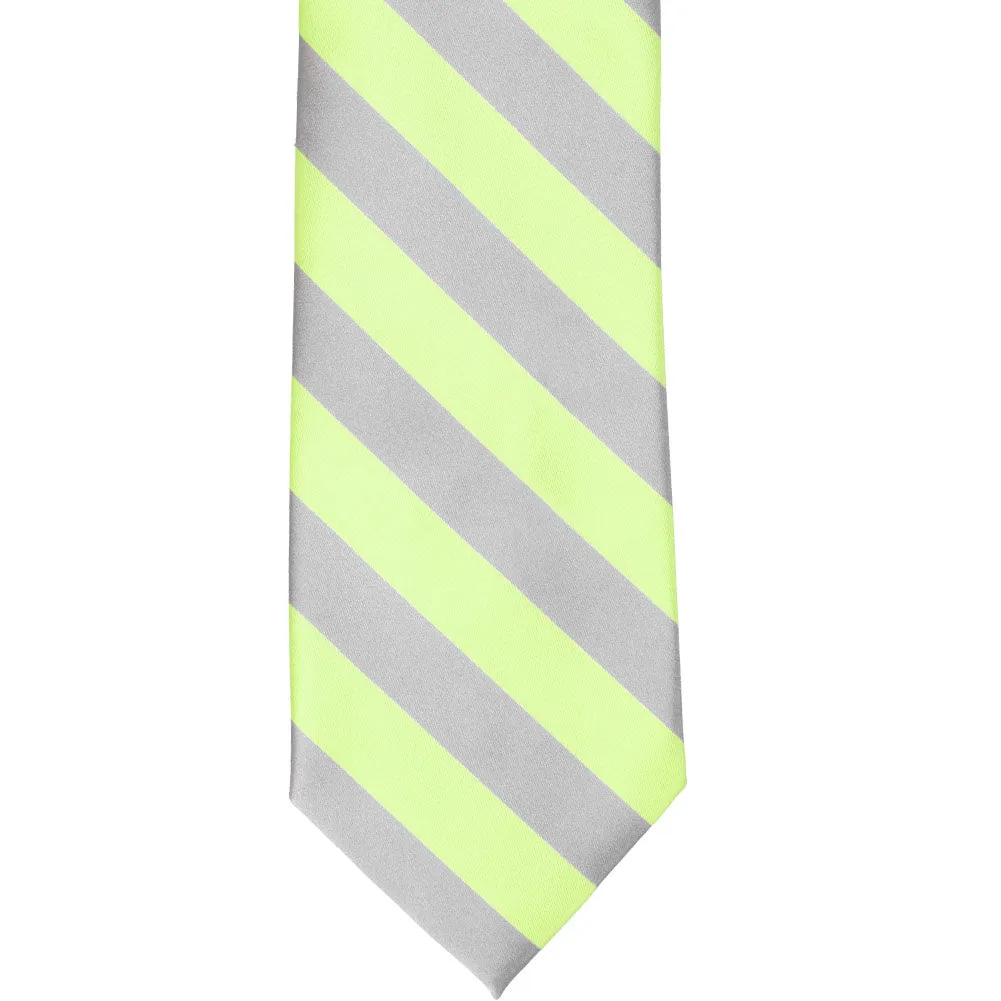 Lime Green and Silver Striped Tie sold by TieMart product image thumbnail 3
