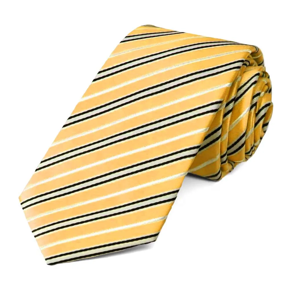 Golden Yellow Superior Striped Slim Necktie sold by TieMart