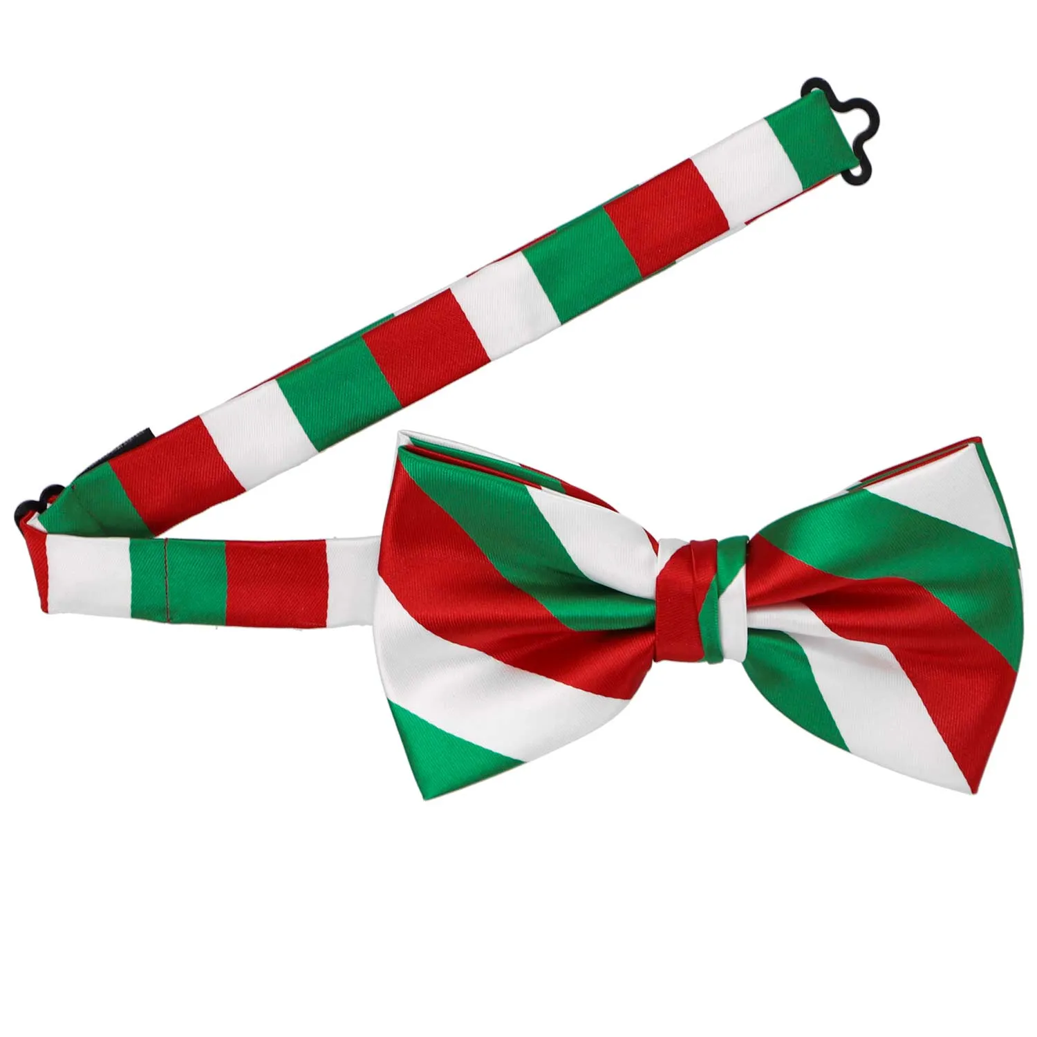 Kelly Green, White and Red Striped Bow Tie sold by TieMart product image thumbnail 3