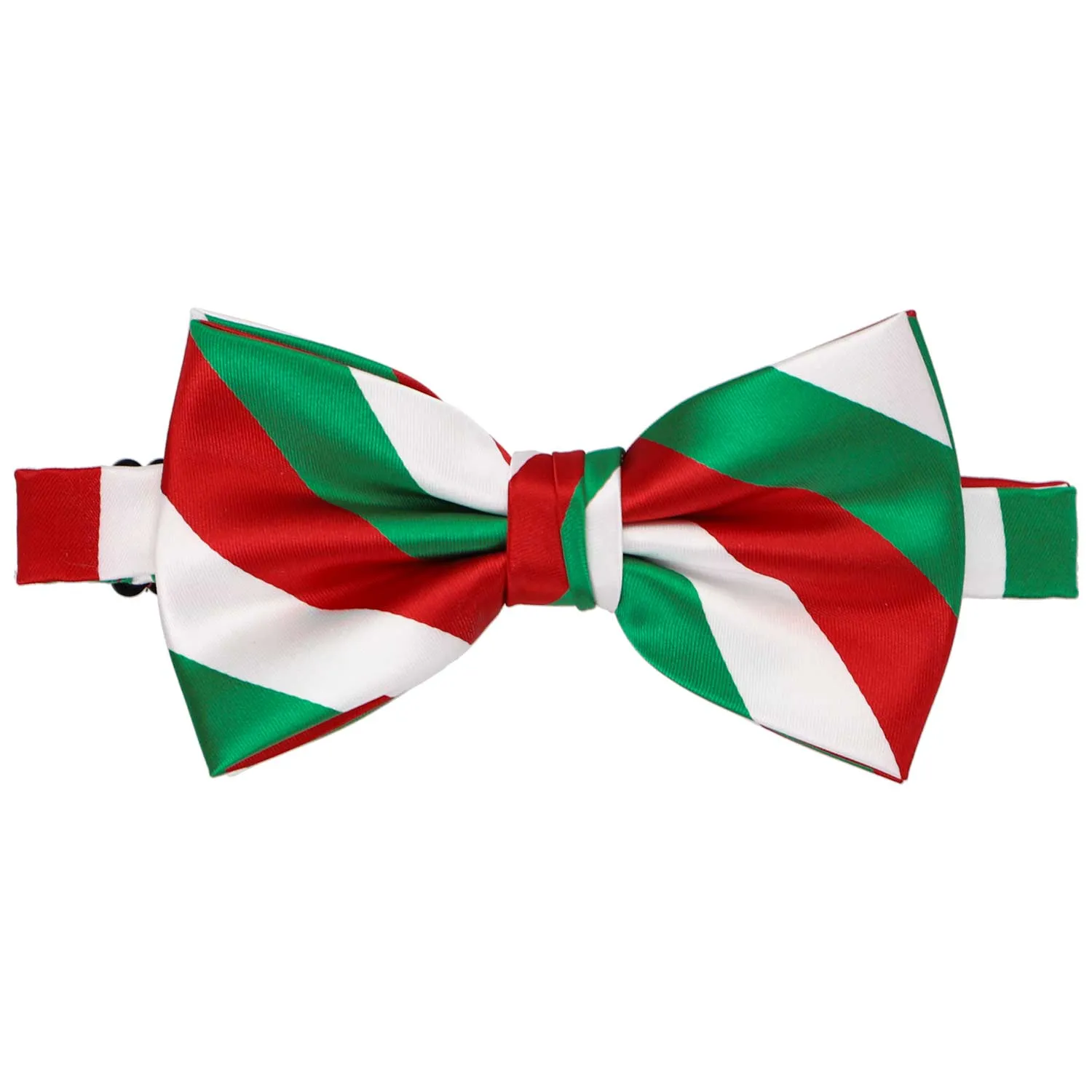 Kelly Green, White and Red Striped Bow Tie sold by TieMart product image thumbnail 2